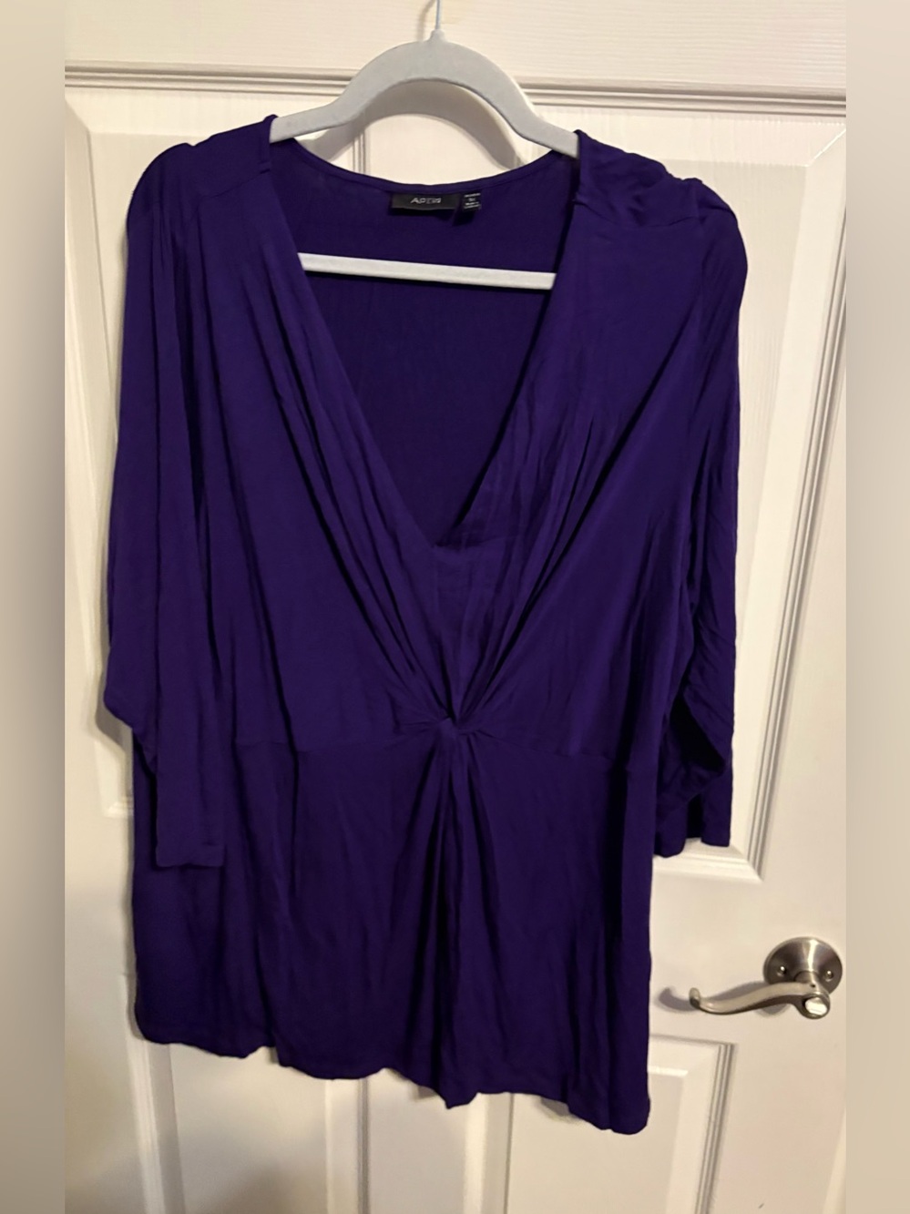 234- Apt. 9 Deep Purple V-Neck Twist-Front Tunic
